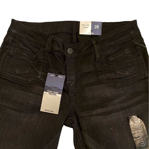 NWT SKINNY REVERSIBLE STRETCH BLACK | BLACK DISTRESSED BLEULAB MADE USA SIZE 28 - Picture 4 of 14